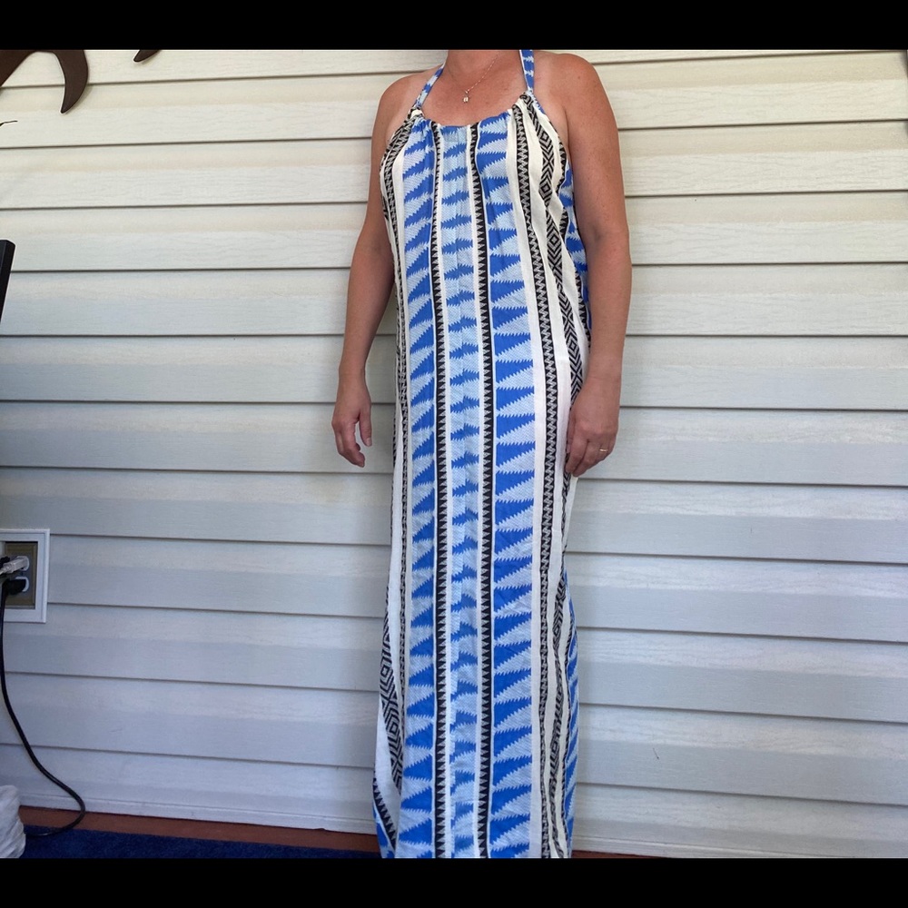 Blue tribal maxi dress